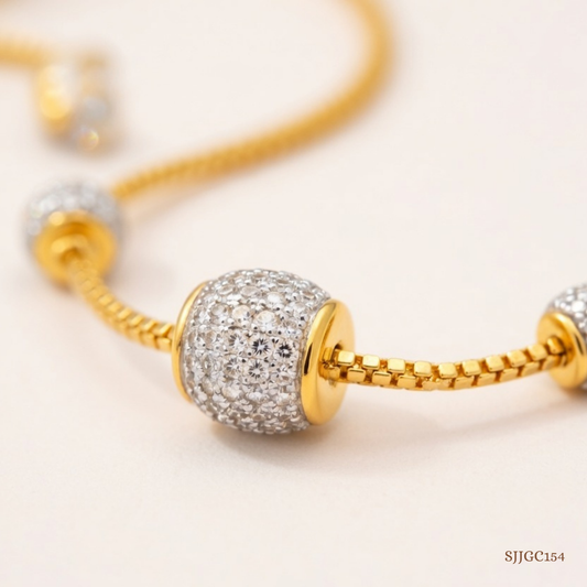 SJJGC154 | Luminous Leaf Fluted Gold Chain Set