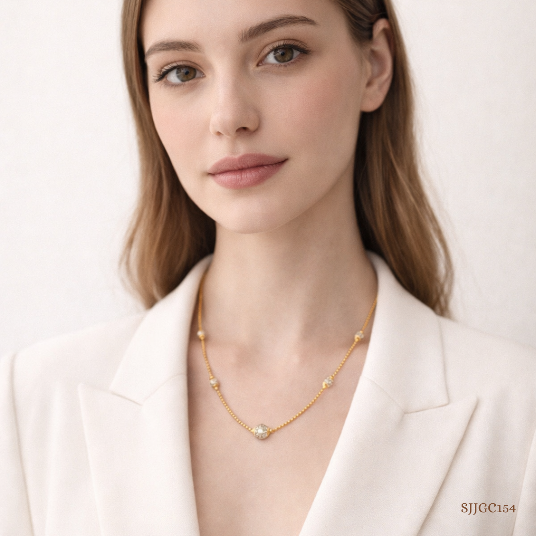 SJJGC154 | Luminous Leaf Fluted Gold Chain Set