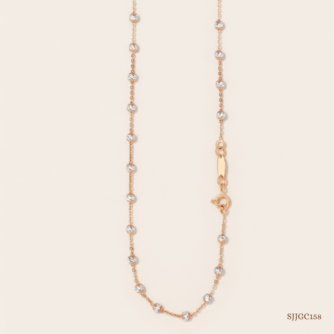 SJJGC158 | Mesmerising Abstract Filigree Pearl Gold Chain