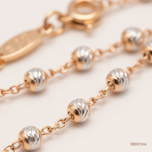 SJJGC158 | Mesmerising Abstract Filigree Pearl Gold Chain