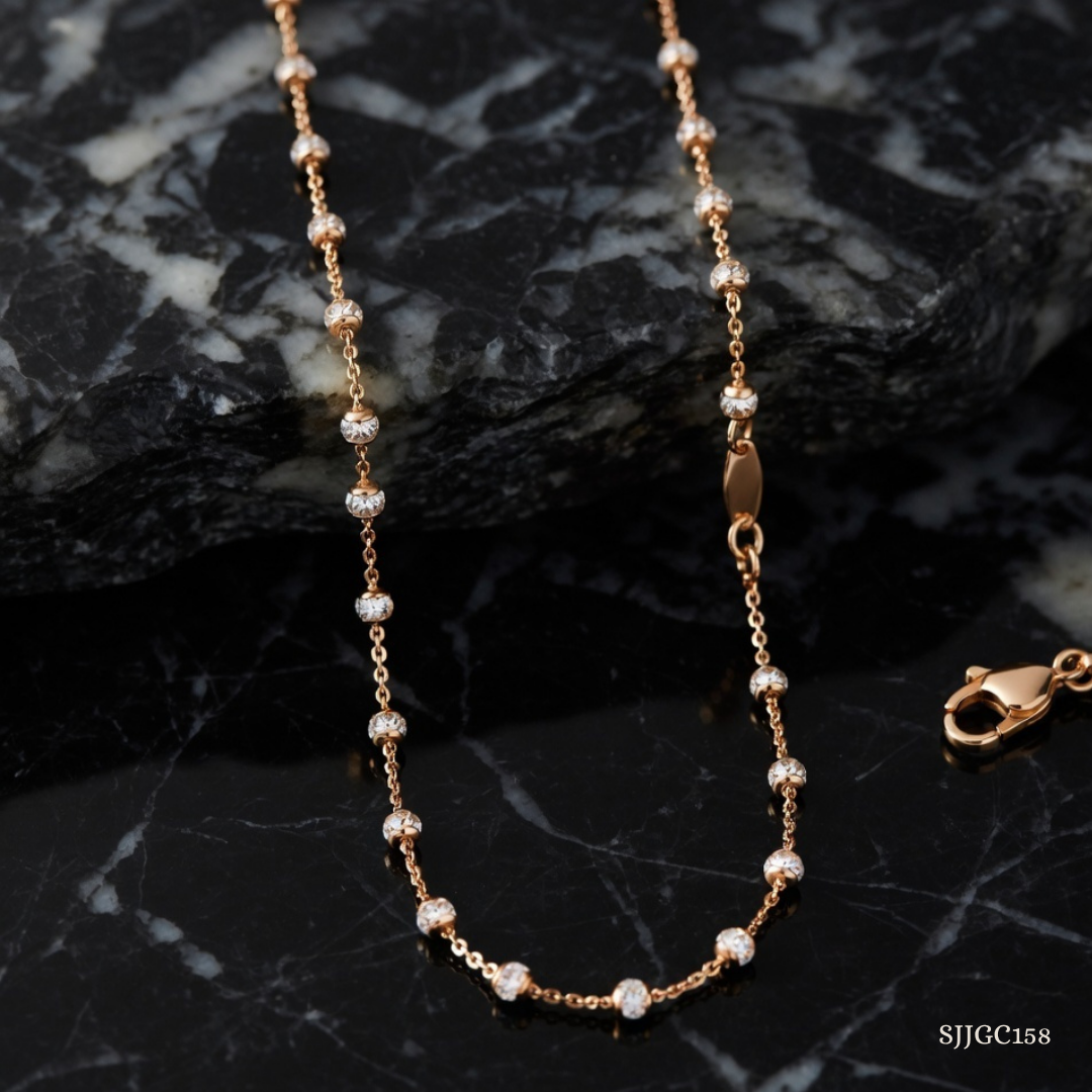 SJJGC158 | Mesmerising Abstract Filigree Pearl Gold Chain