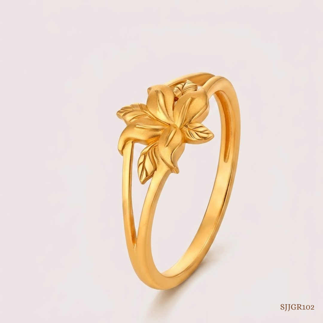 SJJGR102 | Glorious Yellow Gold Floral Statement Ring with Elegant Artistic Detailing