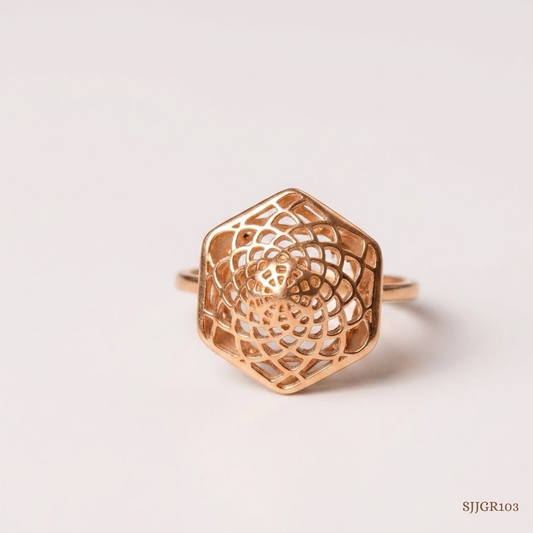 SJJGR103 | Graceful Charm Floral-Inspired Gold Finger Ring for Everyday Elegance