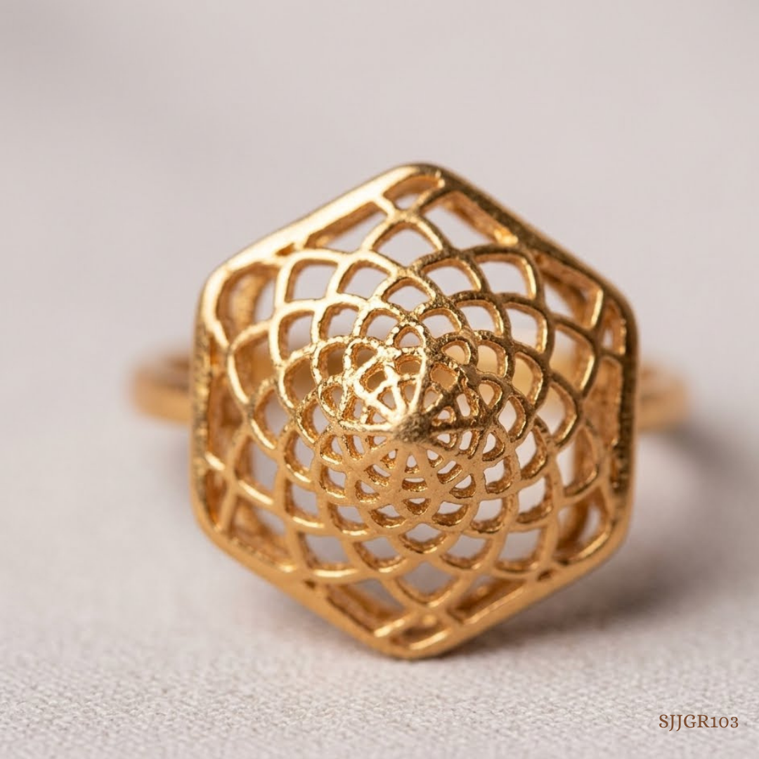 SJJGR103 | Graceful Charm Floral-Inspired Gold Finger Ring for Everyday Elegance