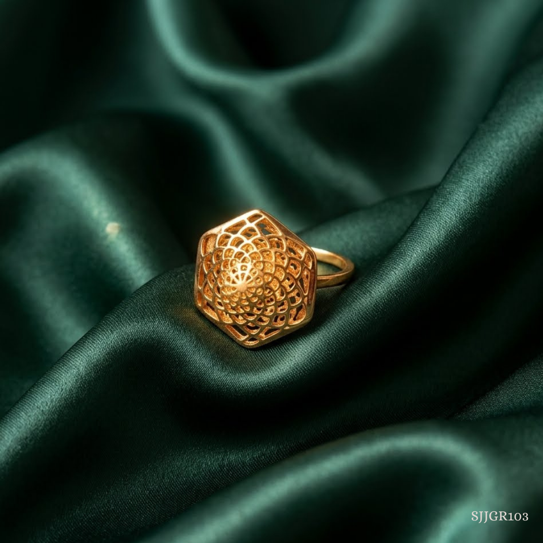 SJJGR103 | Graceful Charm Floral-Inspired Gold Finger Ring for Everyday Elegance