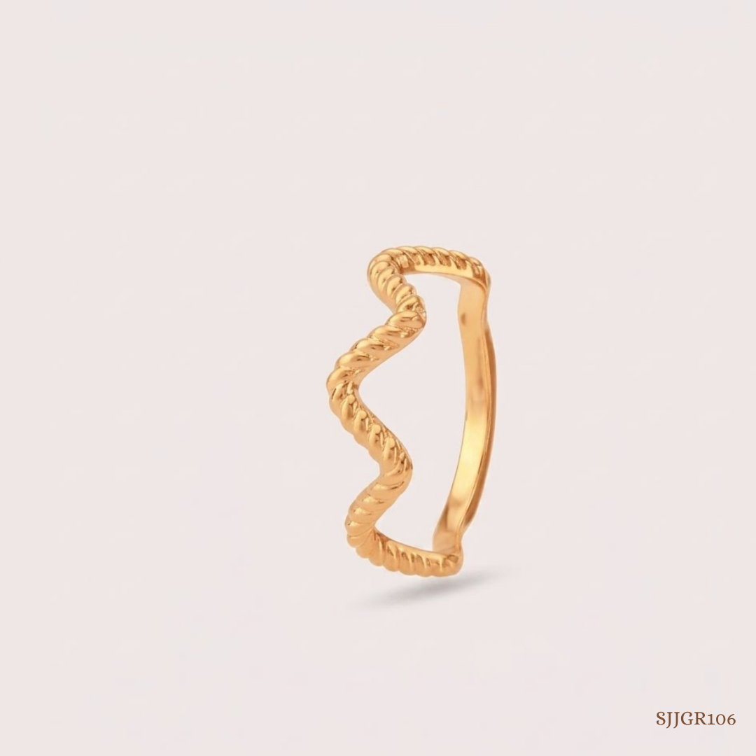 SJJGR106 | Wave Whirl Stylish Twisted Gold Ring with Contemporary Luxury Design