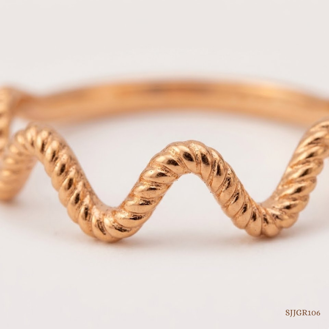 SJJGR106 | Wave Whirl Stylish Twisted Gold Ring with Contemporary Luxury Design