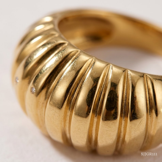 SJJGR111 | Sculpt Ridge Textured Gold Ring with Premium Contemporary Styling