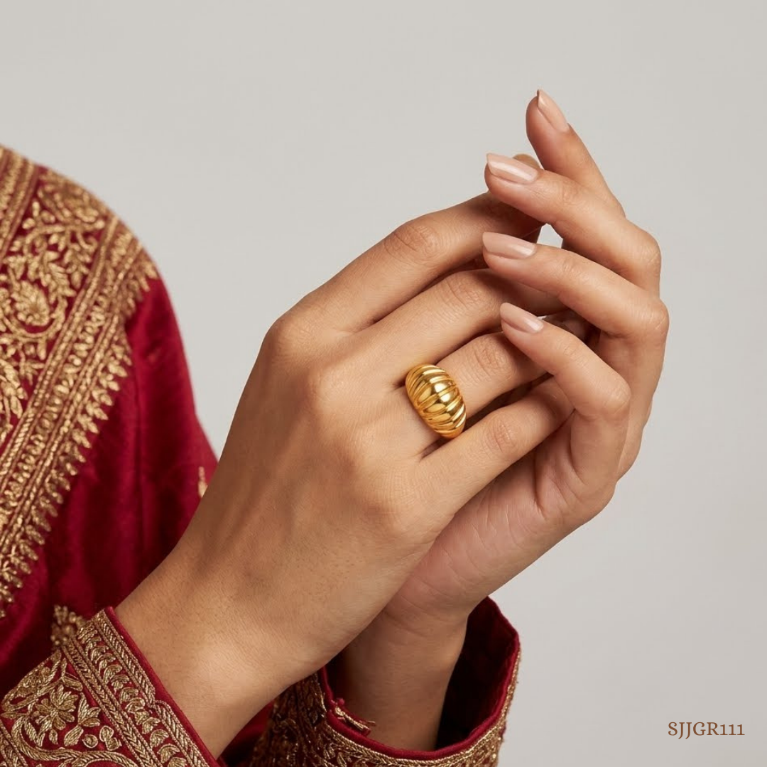 SJJGR111 | Sculpt Ridge Textured Gold Ring with Premium Contemporary Styling