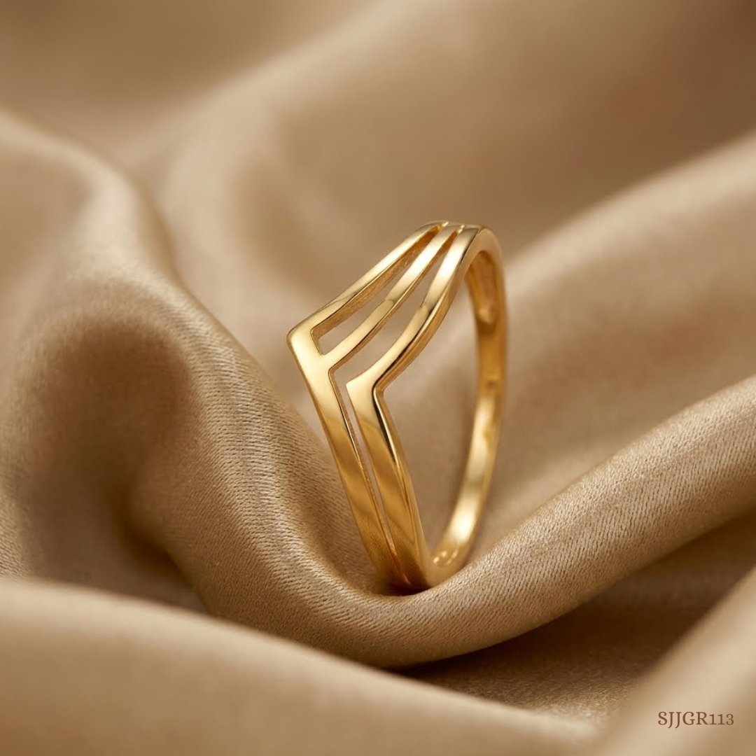 SJJGR113 | Crest Curve Stylish Gold Finger Ring with Sophisticated Finish