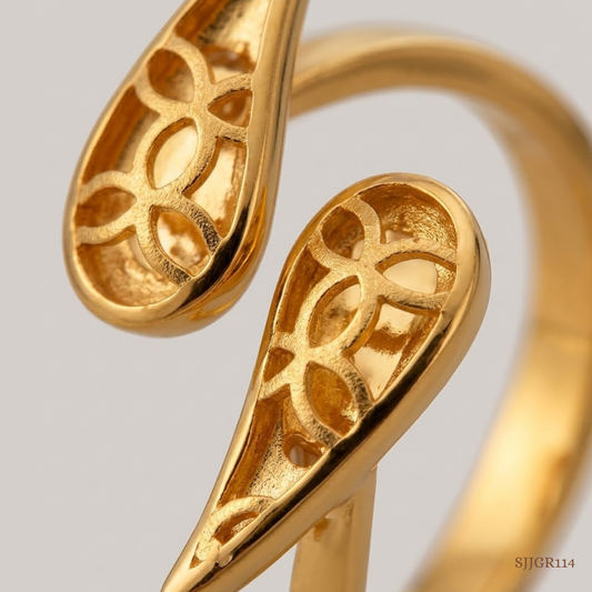 SJJGR114 | Twist Vine Nature-Inspired Gold Ring with Elegant Twisted Design
