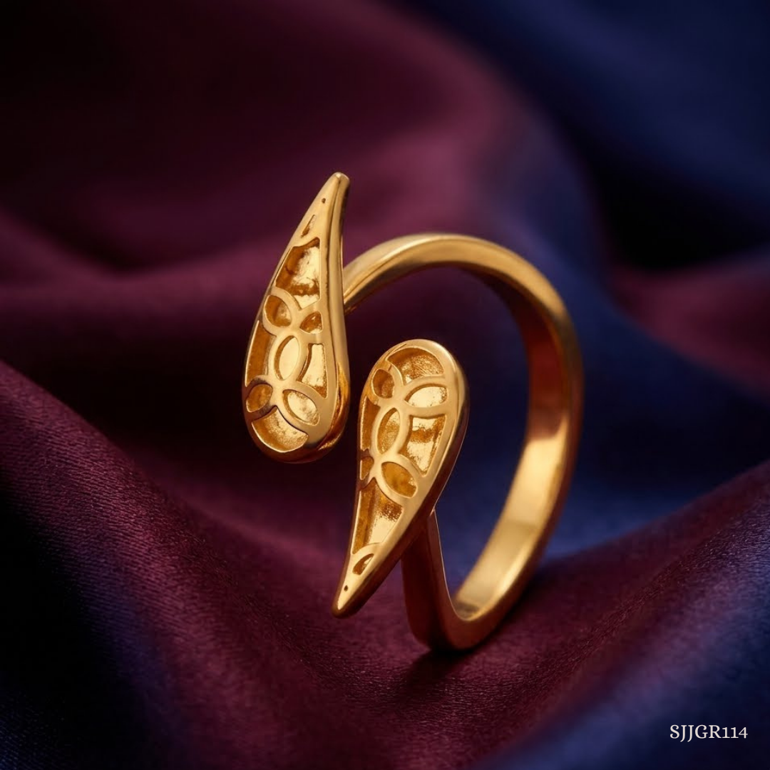 SJJGR114 | Twist Vine Nature-Inspired Gold Ring with Elegant Twisted Design