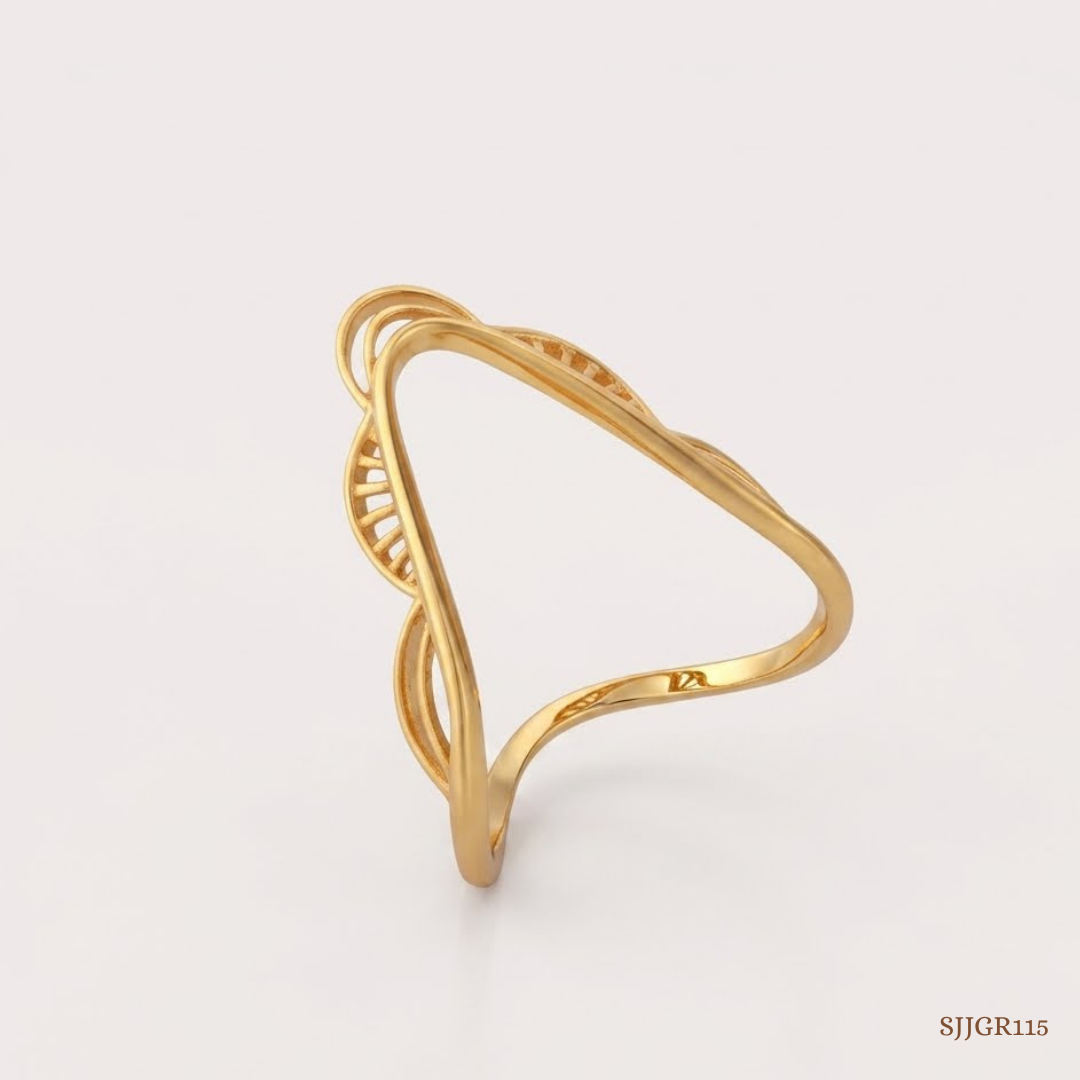 SJJGR115 | Veil Arc Modern Sculpted Gold Ring for Trendy Everyday Wear