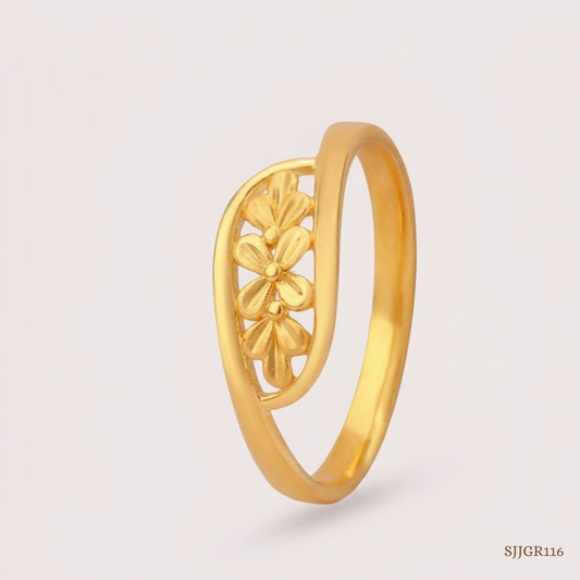 SJJGR116 | Petal Whisper Floral Designer Gold Ring with Feminine Elegance