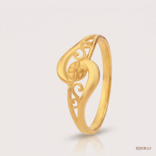 SJJGR117 | Swirl Bloom Artistic Floral Gold Ring with Modern Luxury Finish