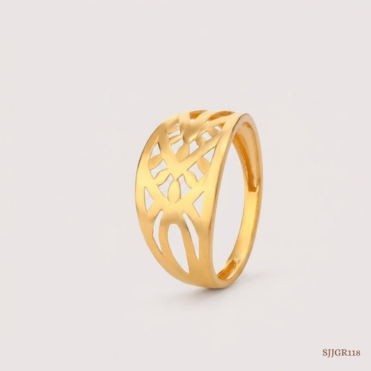 SJJGR118 | Lattice Flow Contemporary Designer Gold Ring with Unique Texture