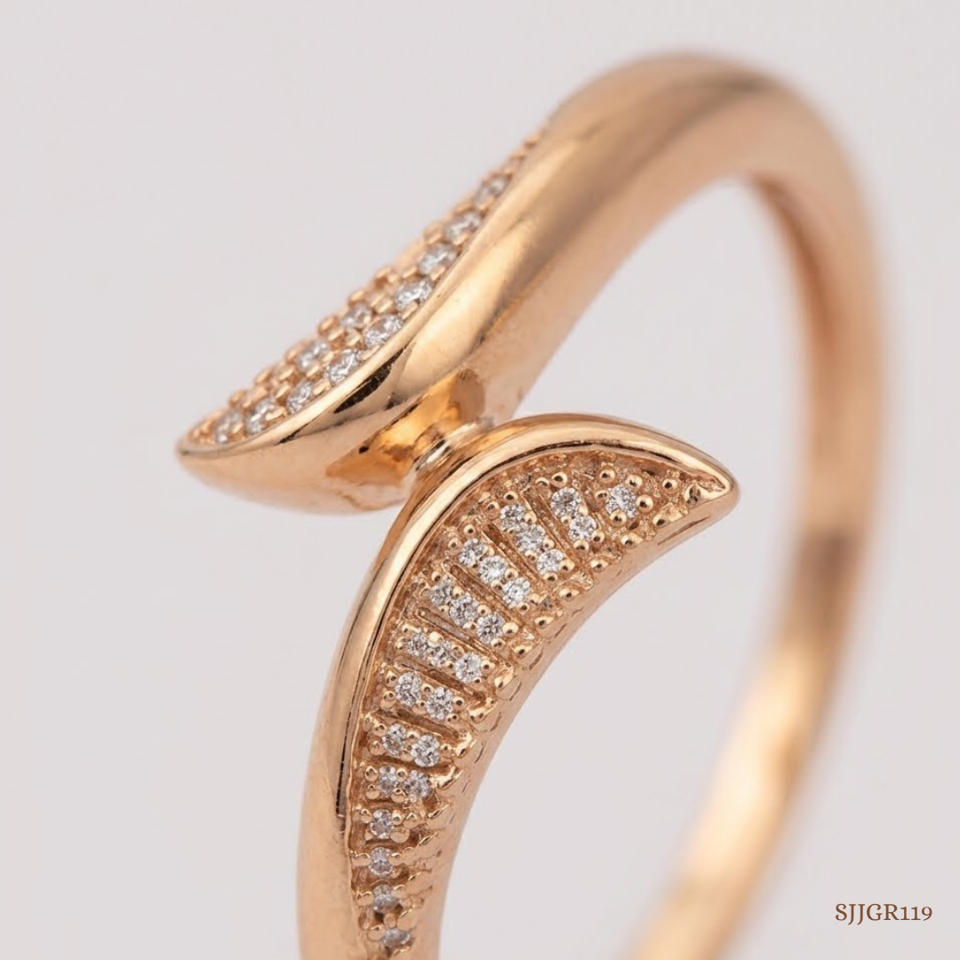 SJJGR119 | Twin Wing Elegant Open-Style Gold Ring with Premium Finish