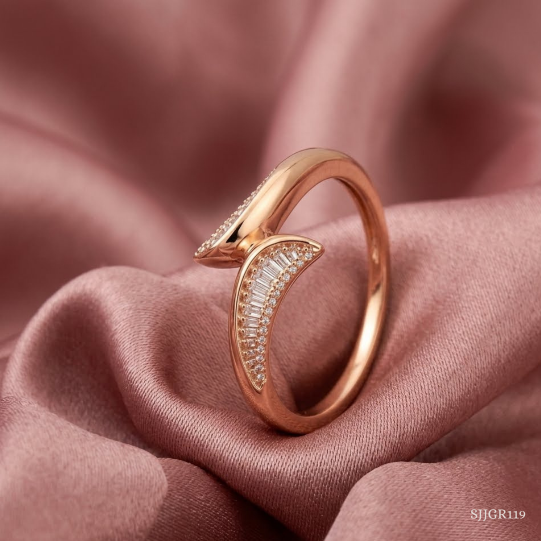 SJJGR119 | Twin Wing Elegant Open-Style Gold Ring with Premium Finish