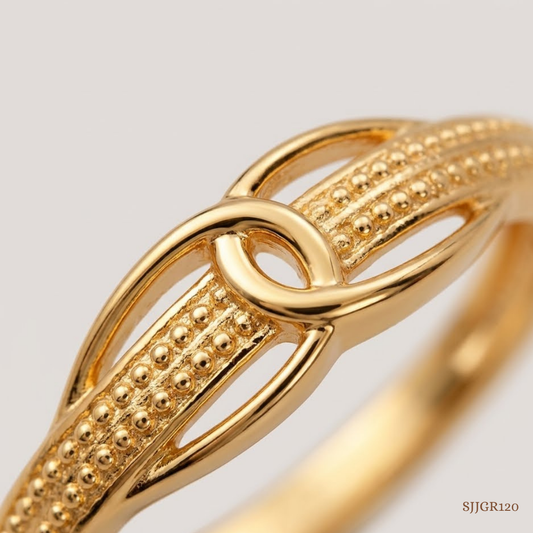SJJGR120 | Knot Flow Contemporary Twisted Gold Ring with Stylish Detailing