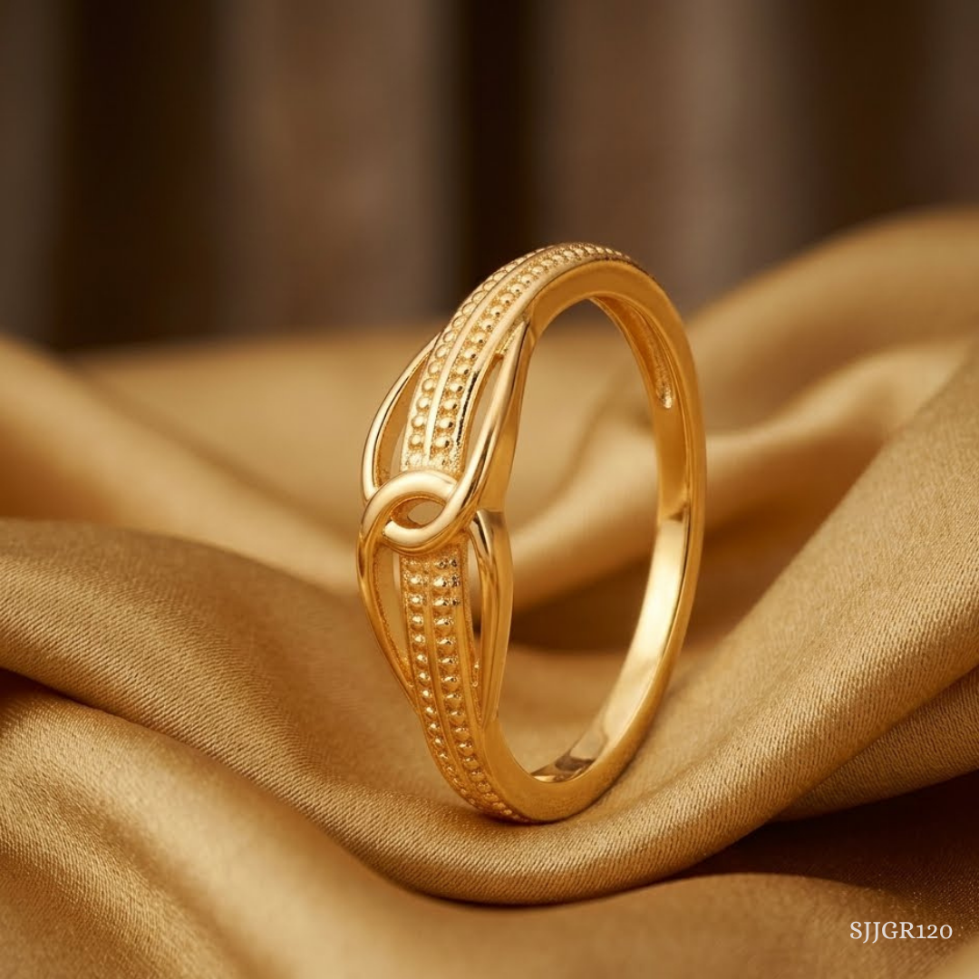 SJJGR120 | Knot Flow Contemporary Twisted Gold Ring with Stylish Detailing