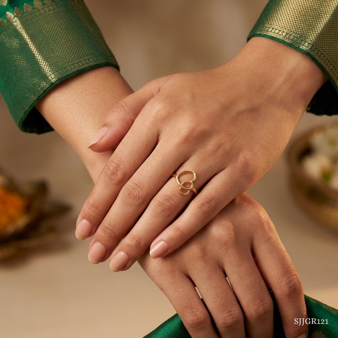 SJJGR121 | Endless Heart Romantic Designer Gold Ring for Women