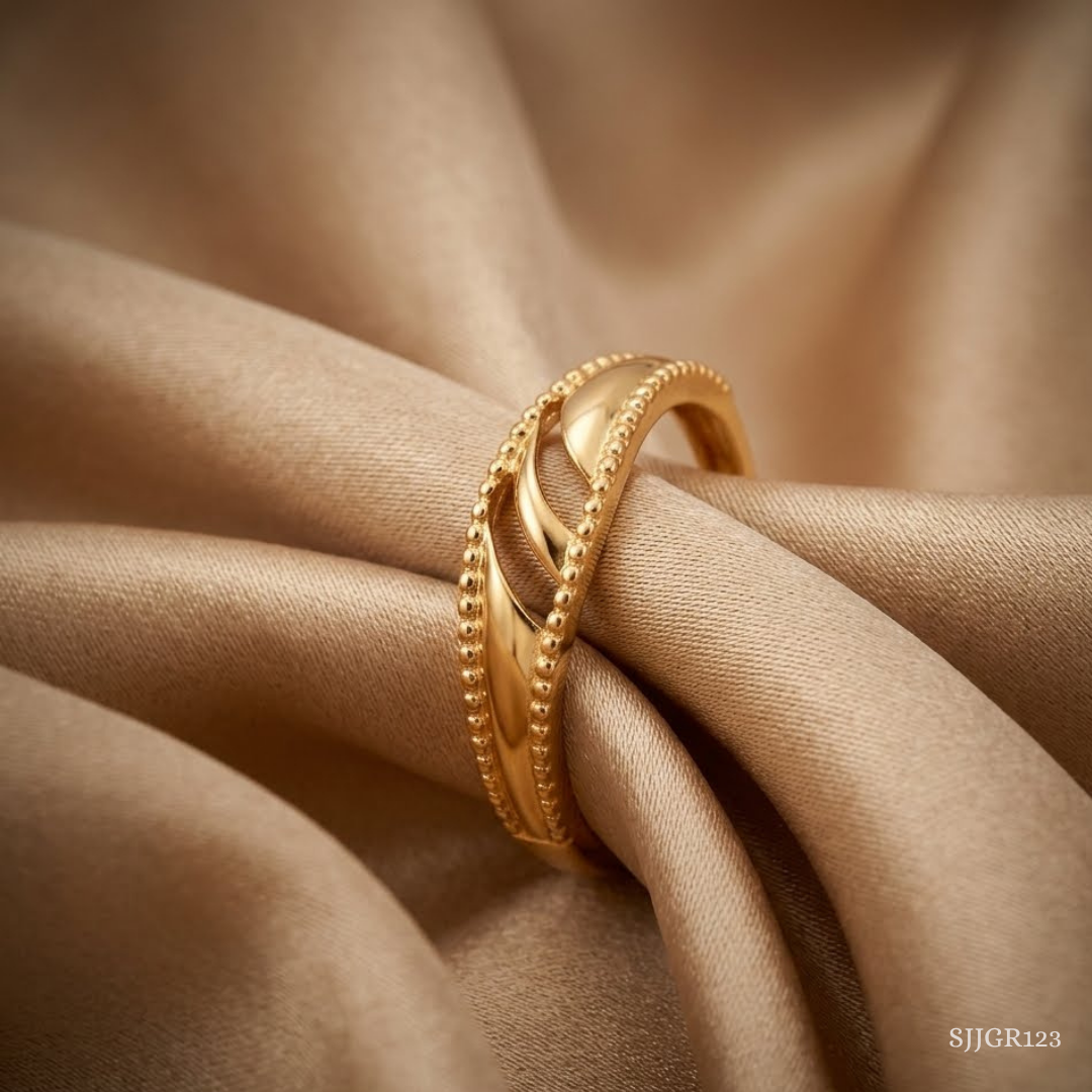 SJJGR123 | Sculpted Frame Artistic Gold Finger Ring with Premium Craftsmanship