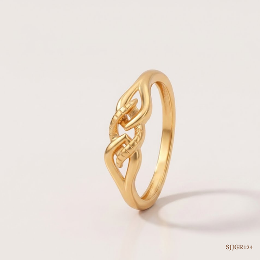 SJJGR124 | Linked Curve Contemporary Gold Ring with Sleek Open Design