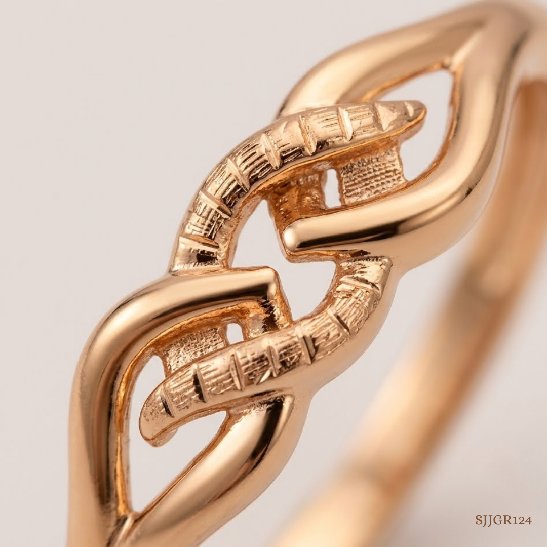 SJJGR124 | Linked Curve Contemporary Gold Ring with Sleek Open Design