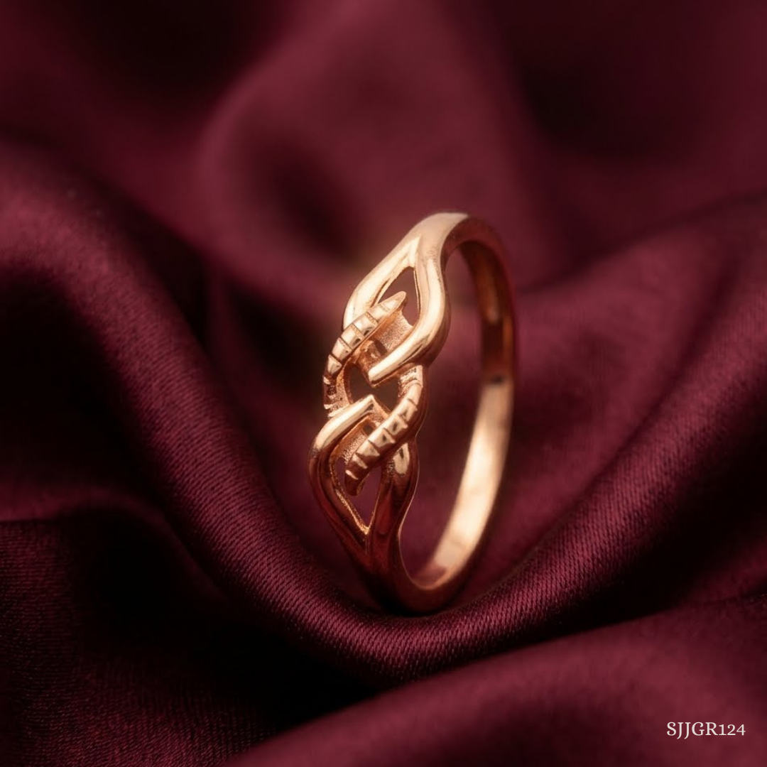 SJJGR124 | Linked Curve Contemporary Gold Ring with Sleek Open Design