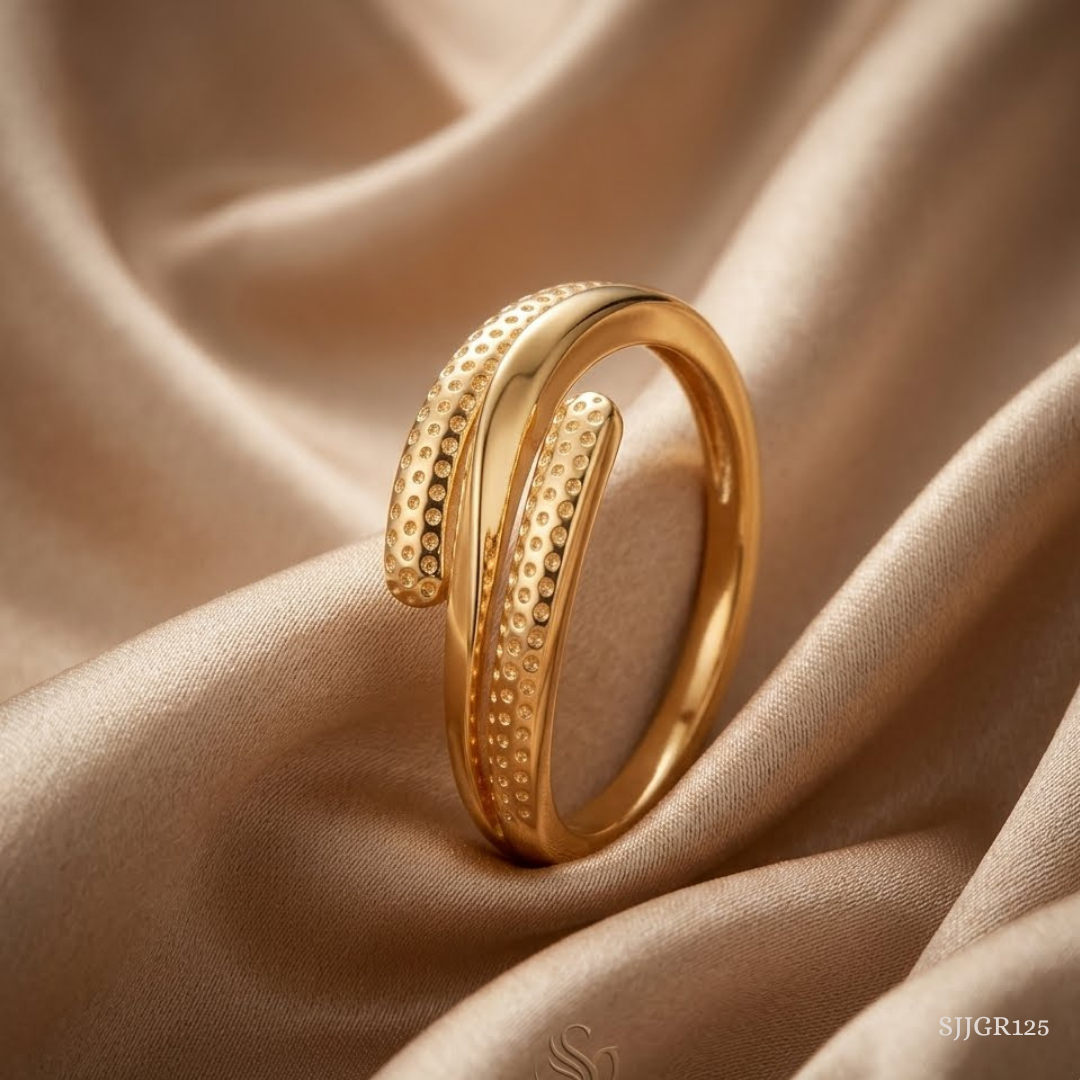 SJJGR125 | Layered Curve Stylish Gold Ring with Modern Sculpted Finish