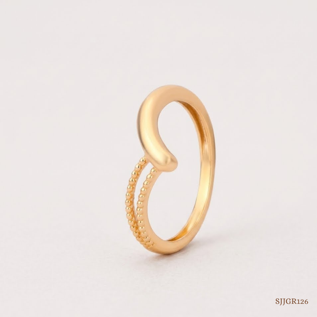 SJJGR126 | Sculpted Split Modern Designer Gold Ring for Elegant Styling