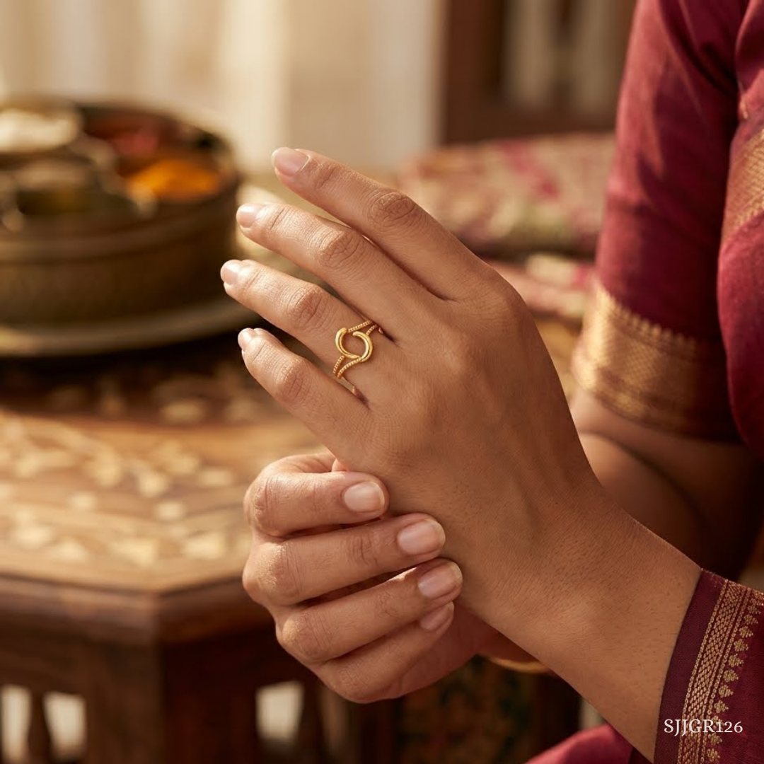 SJJGR126 | Sculpted Split Modern Designer Gold Ring for Elegant Styling
