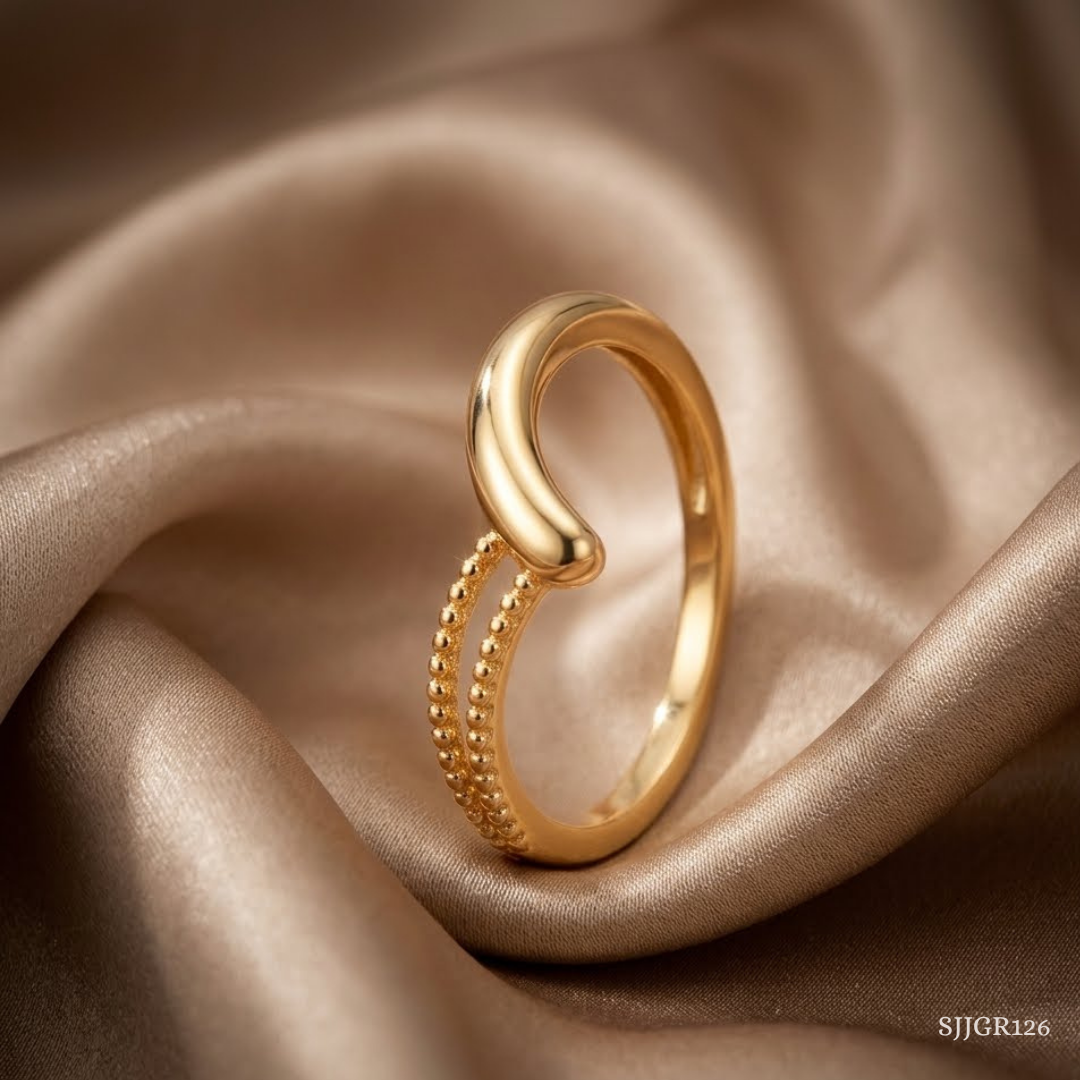 SJJGR126 | Sculpted Split Modern Designer Gold Ring for Elegant Styling