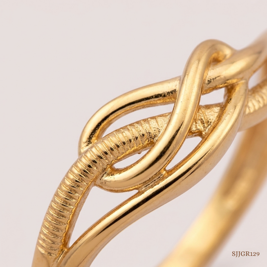 SJJGR129 | Entwine Curve Artistic Gold Ring with Sophisticated Open Detailing