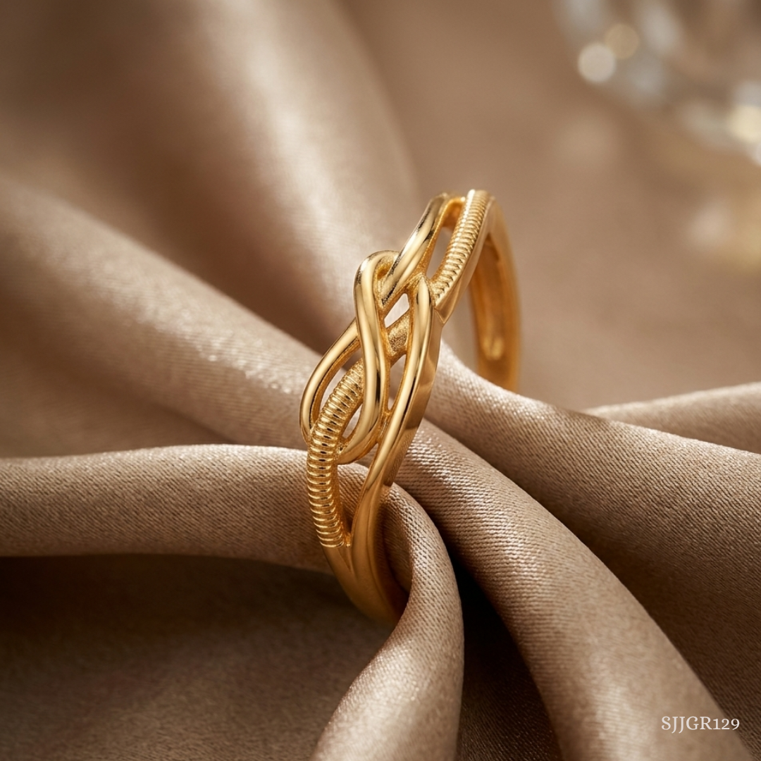 SJJGR129 | Entwine Curve Artistic Gold Ring with Sophisticated Open Detailing