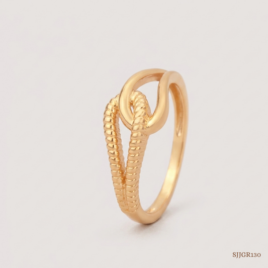 SJJGR130 | Twisted Rope Textured Gold Ring with Classic Luxury Appeal
