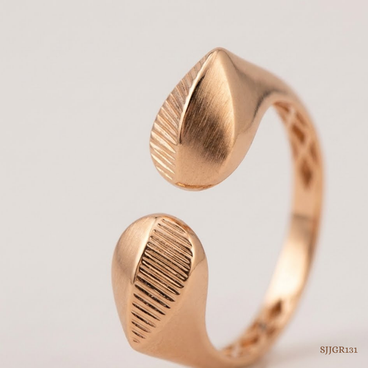 SJJGR131 | Elegant Leaf Pattern Gold Ring Inspired by Nature’s Beauty