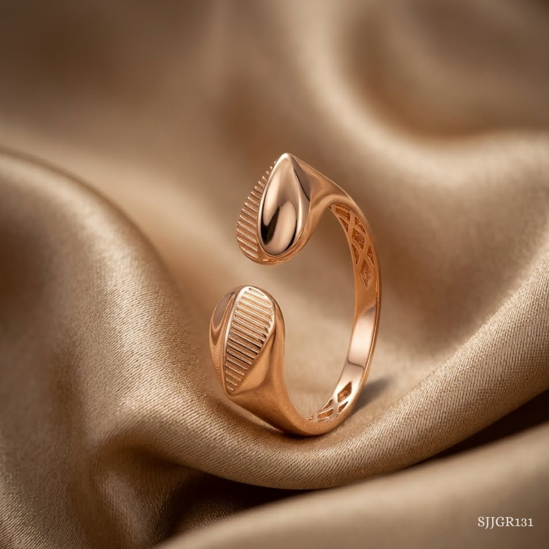 SJJGR131 | Elegant Leaf Pattern Gold Ring Inspired by Nature’s Beauty