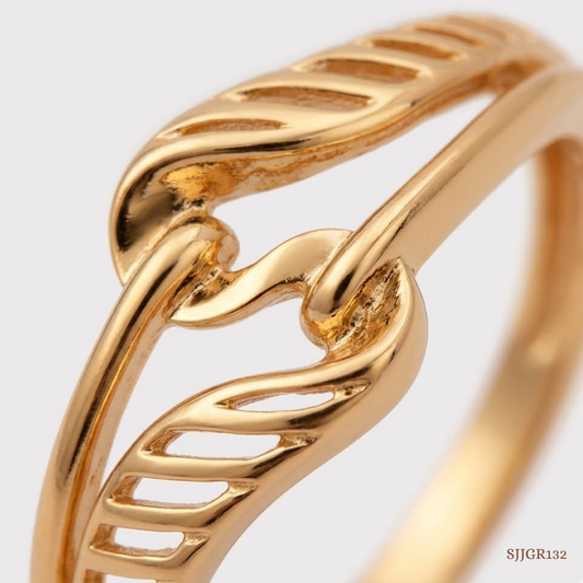 SJJGR132 | Fluid Interplay Contemporary Gold Ring with Artistic Curved Design