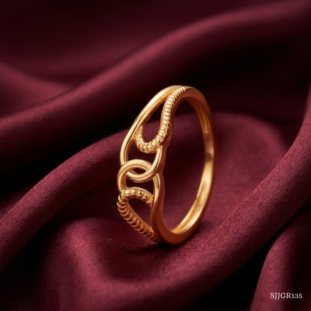 SJJGR135 | Vine Loop Nature-Inspired Gold Ring with Elegant Open Pattern