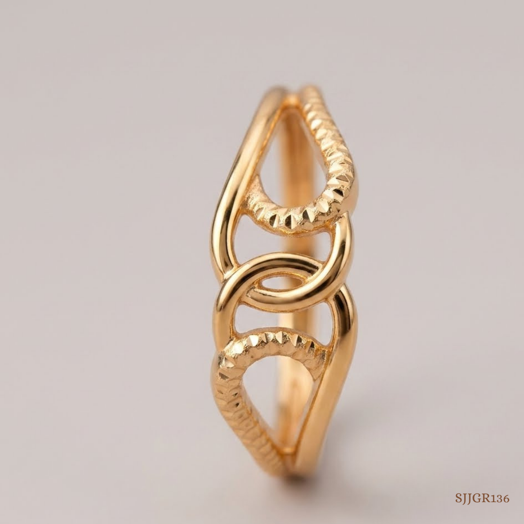 SJJGR136 | Intertwined Flow Modern Gold Ring with Luxury Twisted Design