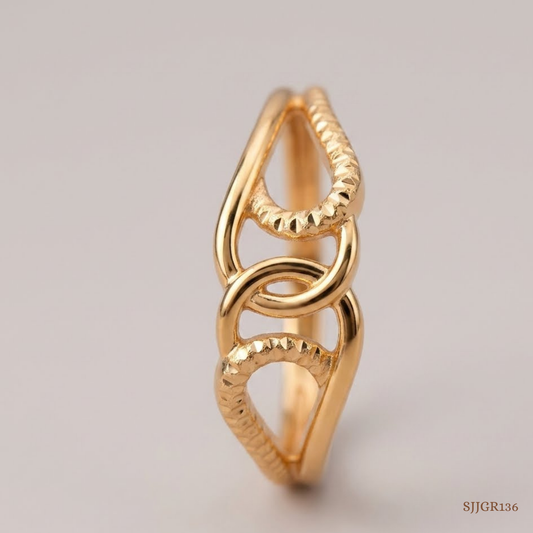 SJJGR136 | Intertwined Flow Modern Gold Ring with Luxury Twisted Design
