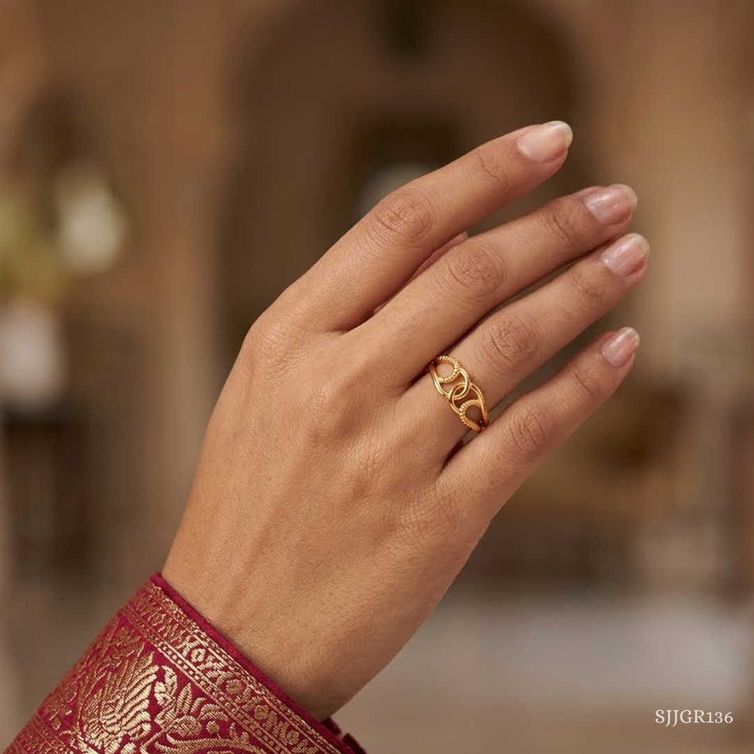 SJJGR136 | Intertwined Flow Modern Gold Ring with Luxury Twisted Design