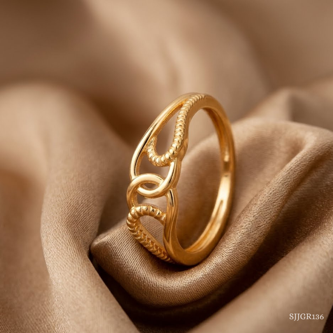 SJJGR136 | Intertwined Flow Modern Gold Ring with Luxury Twisted Design