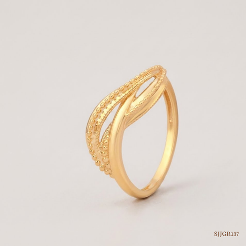 SJJGR137 | Layered Curve Contemporary Gold Ring with Sophisticated Appeal