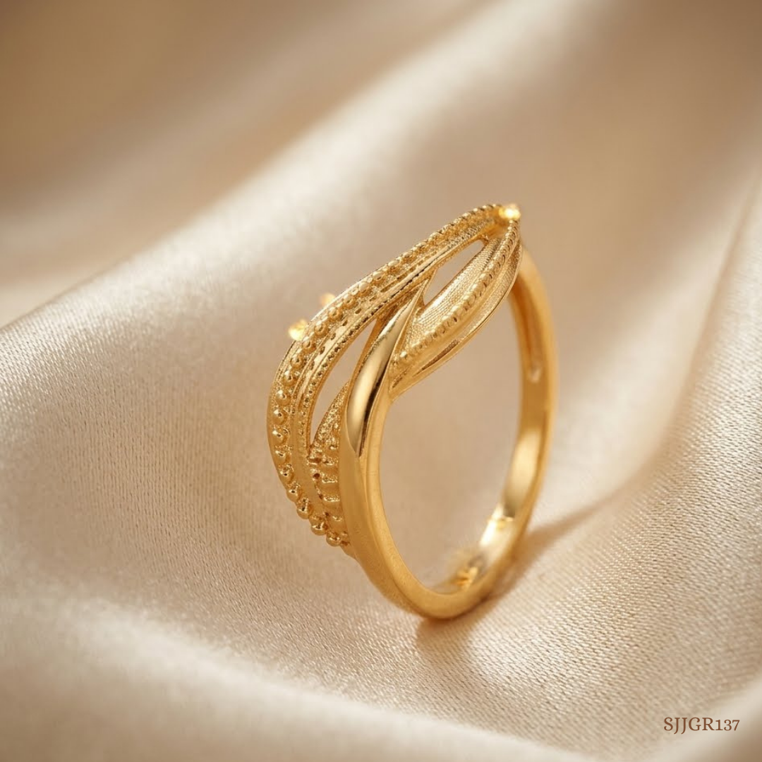SJJGR137 | Layered Curve Contemporary Gold Ring with Sophisticated Appeal