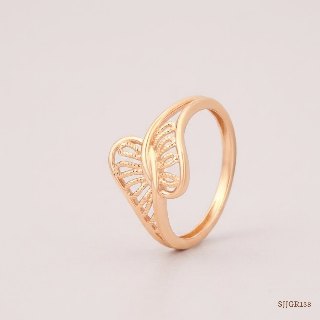 SJJGR138 | Petal Arc Floral Gold Ring with Elegant Sculpted Craftsmanship
