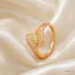 SJJGR138 | Petal Arc Floral Gold Ring with Elegant Sculpted Craftsmanship