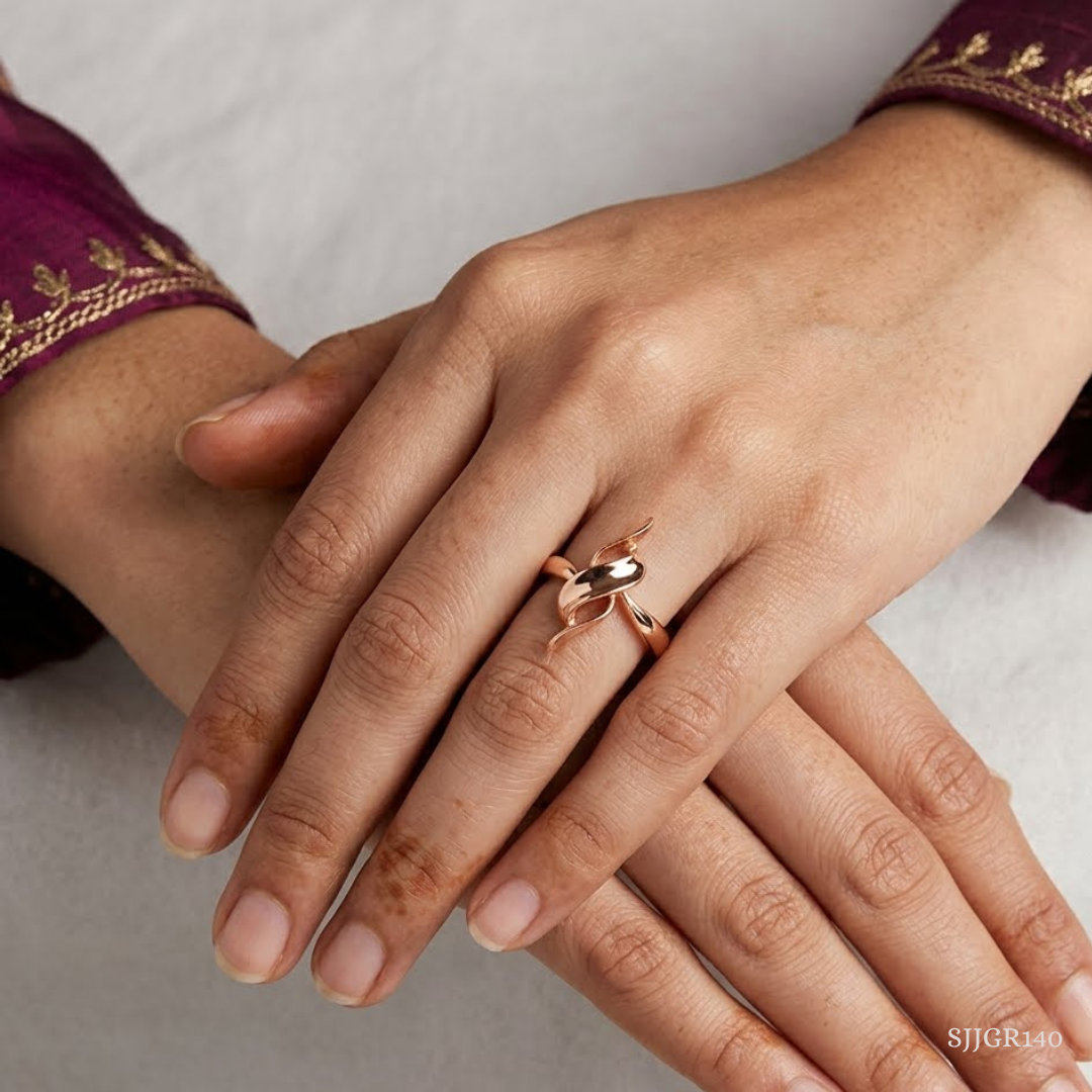 SJJGR140 | Twisted Flow Designer Gold Ring with Contemporary Luxury Finish