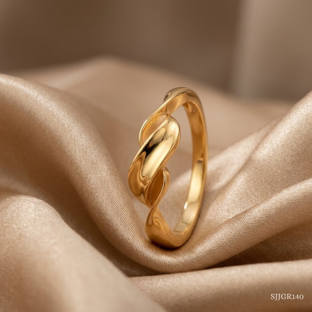 SJJGR140 | Twisted Flow Designer Gold Ring with Contemporary Luxury Finish